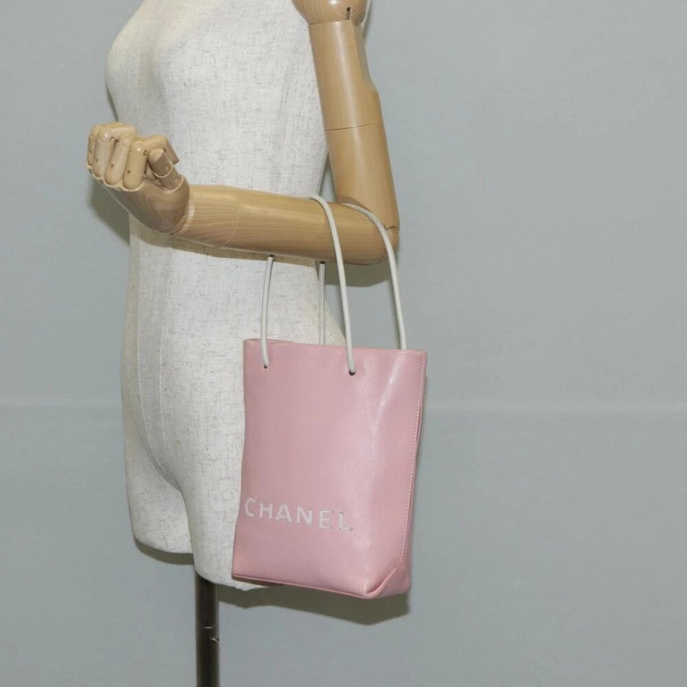 CHANEL Hand Bag Leather Pink CC Auth 135267V